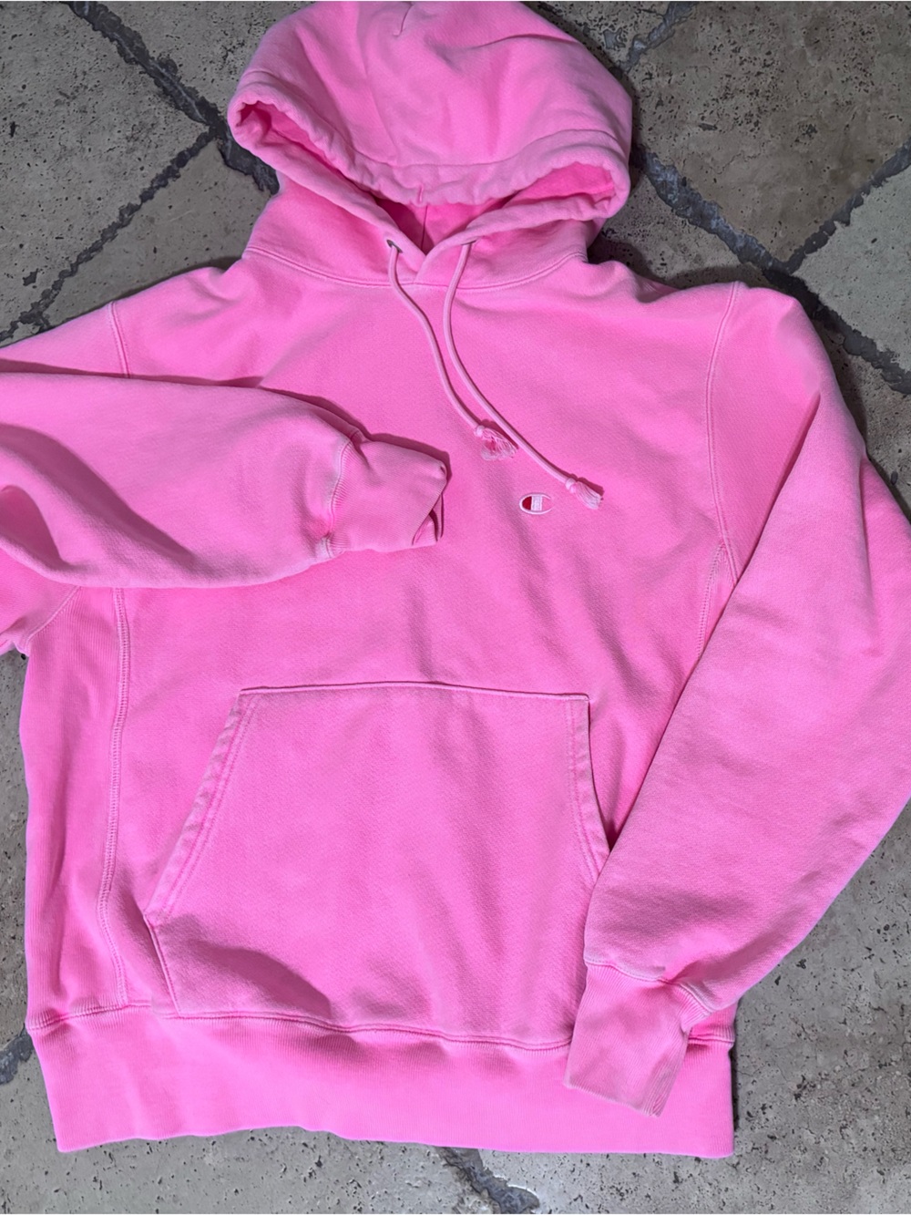 Champion Reverse Weave Hoodie Sweatshirt Pink Pullover Womens Sz Small